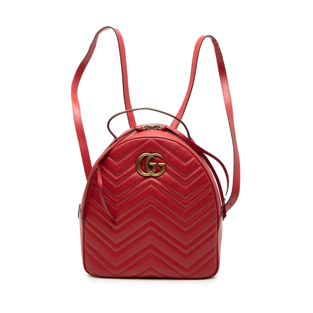 Gucci Vintage Women's Red Pre-Owned Leather Backpack