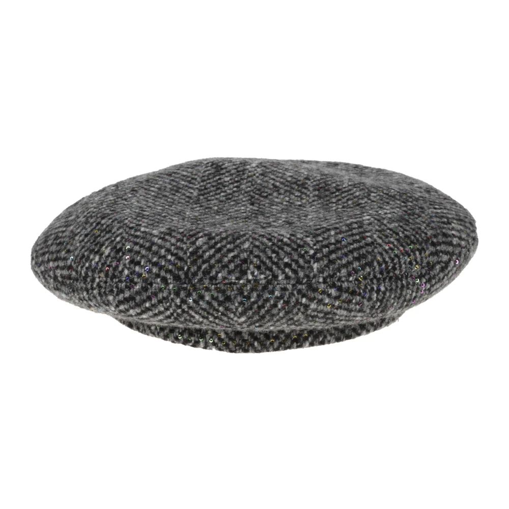 Borsalino Ullblandning Beret med Metalllogo Gray, Dam