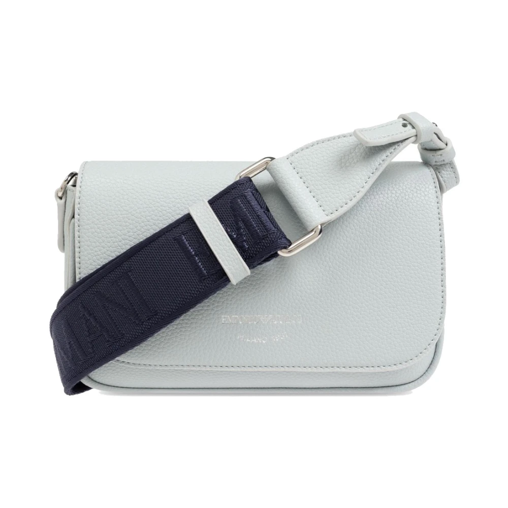 Emporio Armani Veganistisch leer gehamerd textuur zilveren details crossbody tas Blue Dames