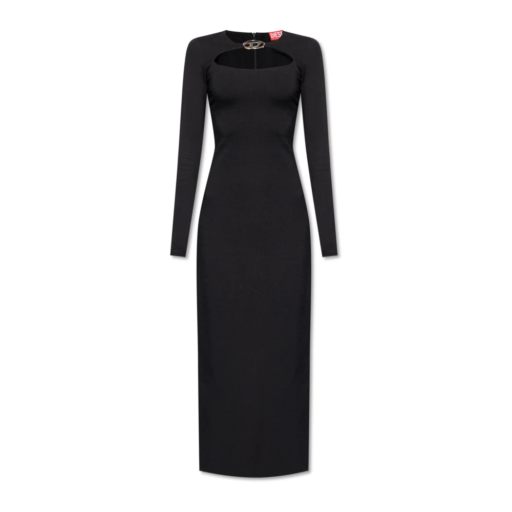 Diesel Milano-knit dress with metal Oval D plaque Black Dames