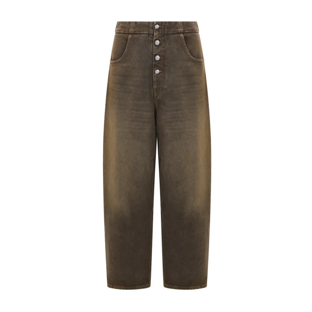 MM6 Maison Margiela Bruine Cropped Jeans met Witte Steek Brown Dames
