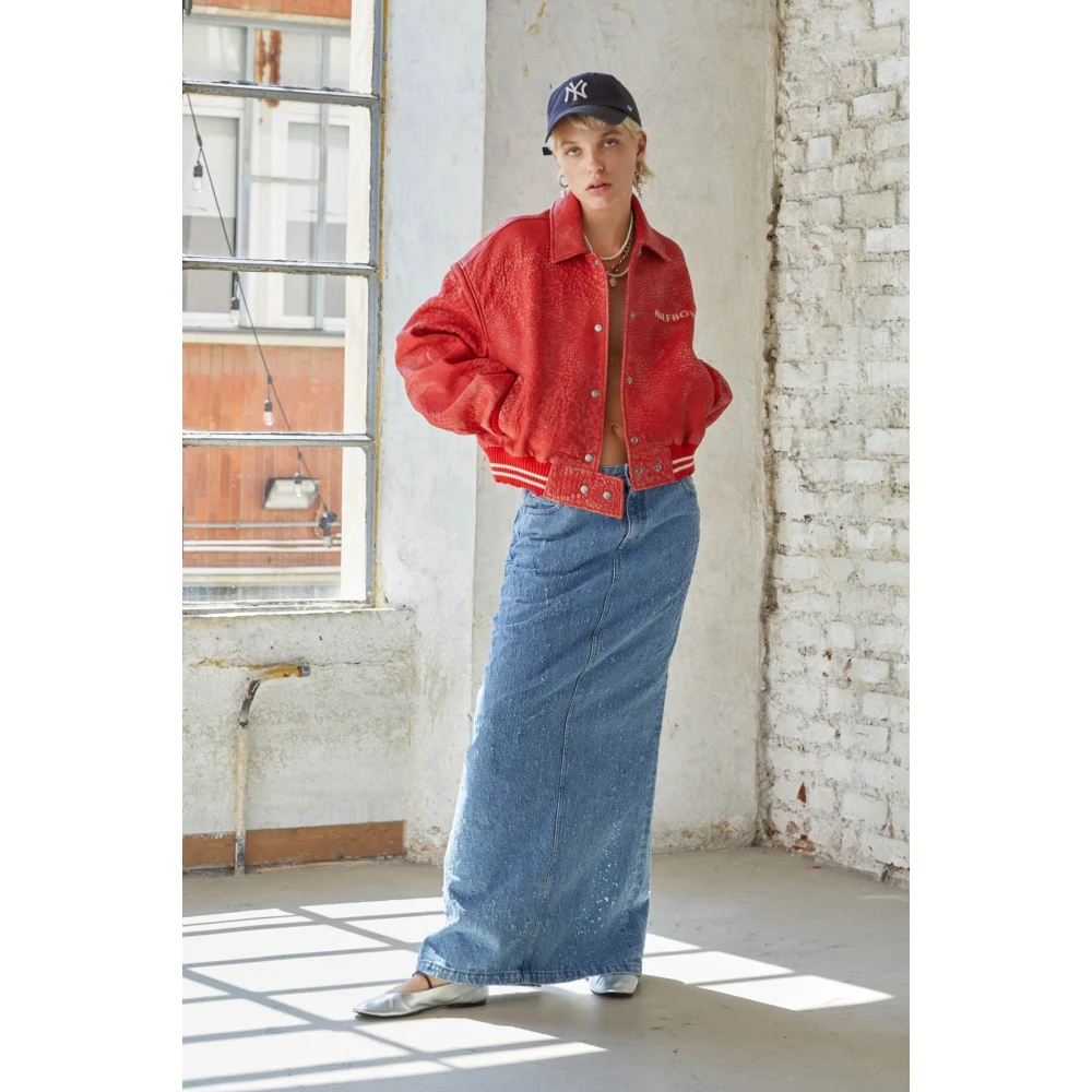 Halfboy Denim Maxi Rok met Laserbehandeling Blue Dames