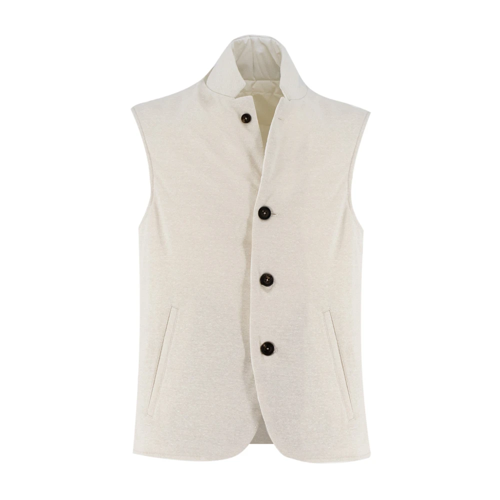 Eleventy Men's Beige Waistcoats, M, Reversible Gilet