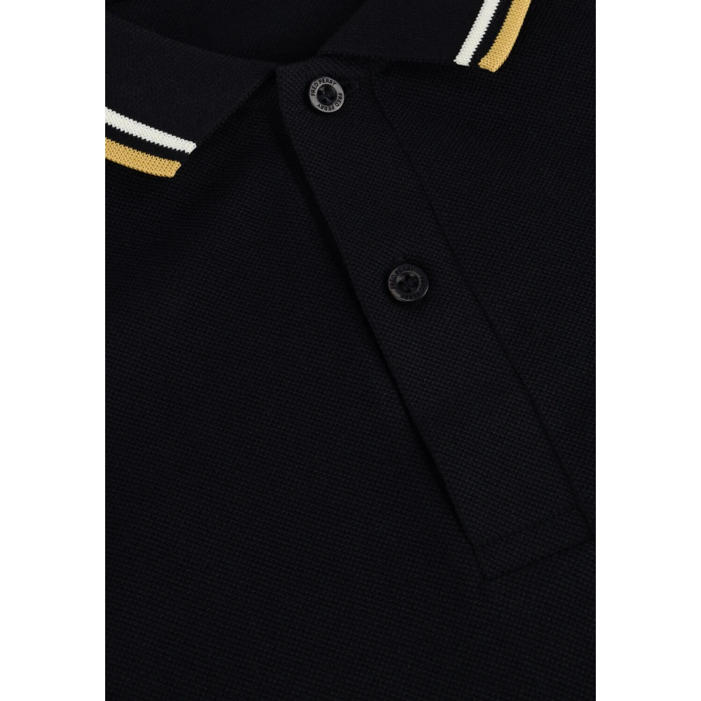 Fred Perry Heren Twin Tipped Lange Mouw Polo Blue Heren