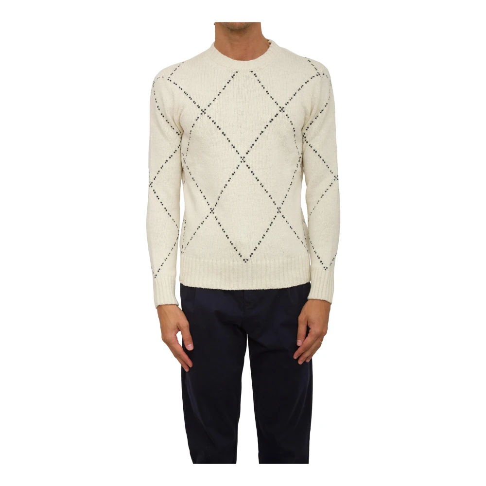 Eleventy Men's Beige Round-Neck Knitwear, Xl, Ivory Round Neck Jumper
