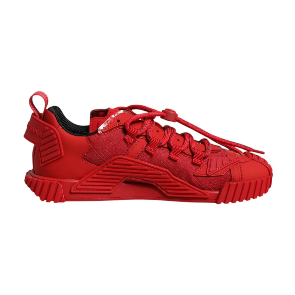 Dolce & Gabbana Men's Red Sneakers, 2 Uk, Portofino Trainers Ns1 Low Top