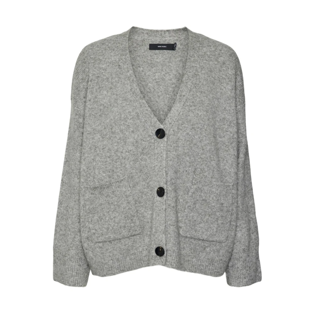 Vero Moda Elegant Stickad Kofta Jacka Gray, Dam