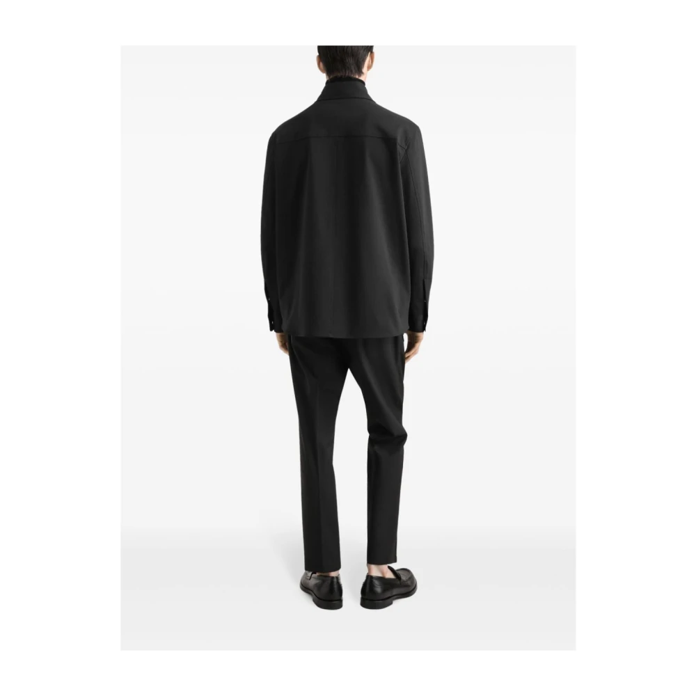 Dolce & Gabbana Zwarte Technische Stof Logo Shirt Black Heren
