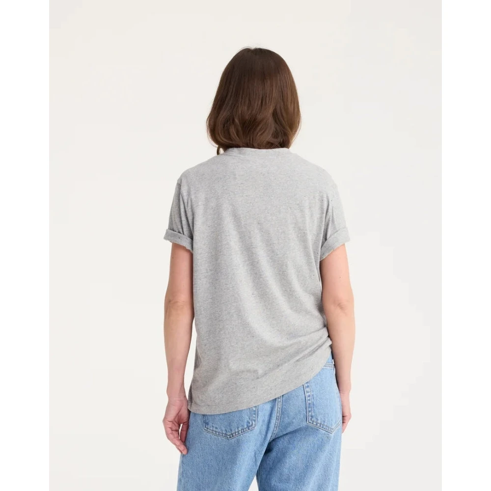 Róhe Melange Classic T-Shirt Licht Grijs Gray Dames