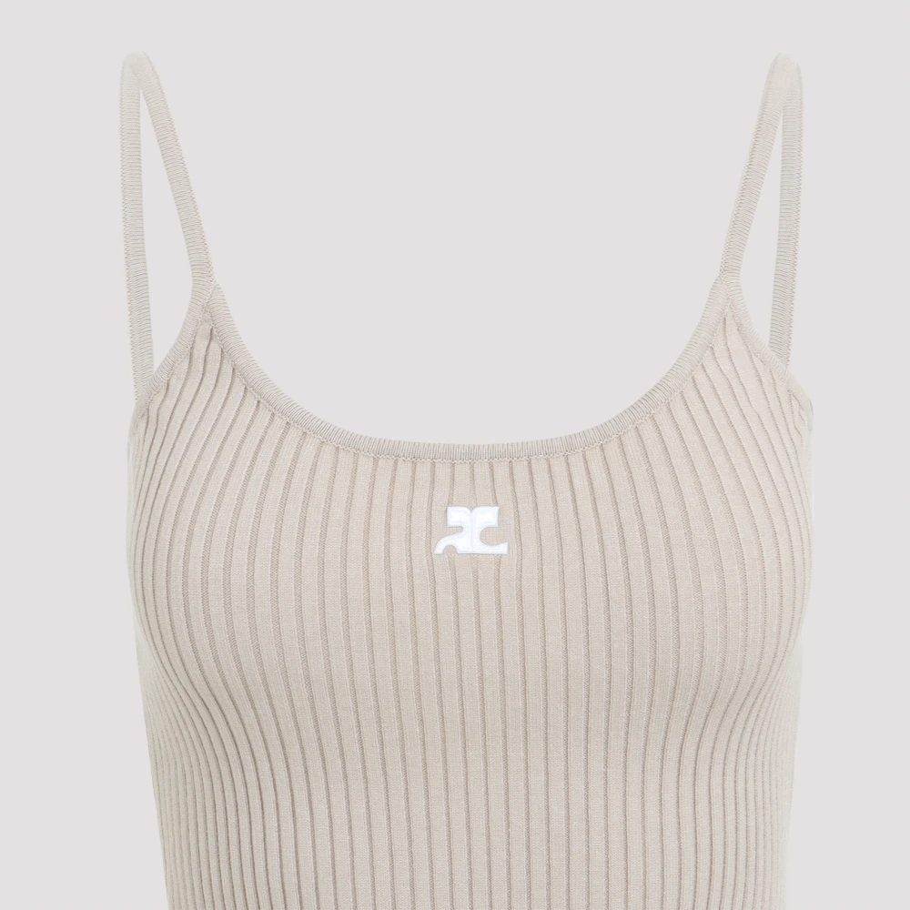 Courrèges Ribgebreide Tanktop Naakt Neutrals Beige Dames