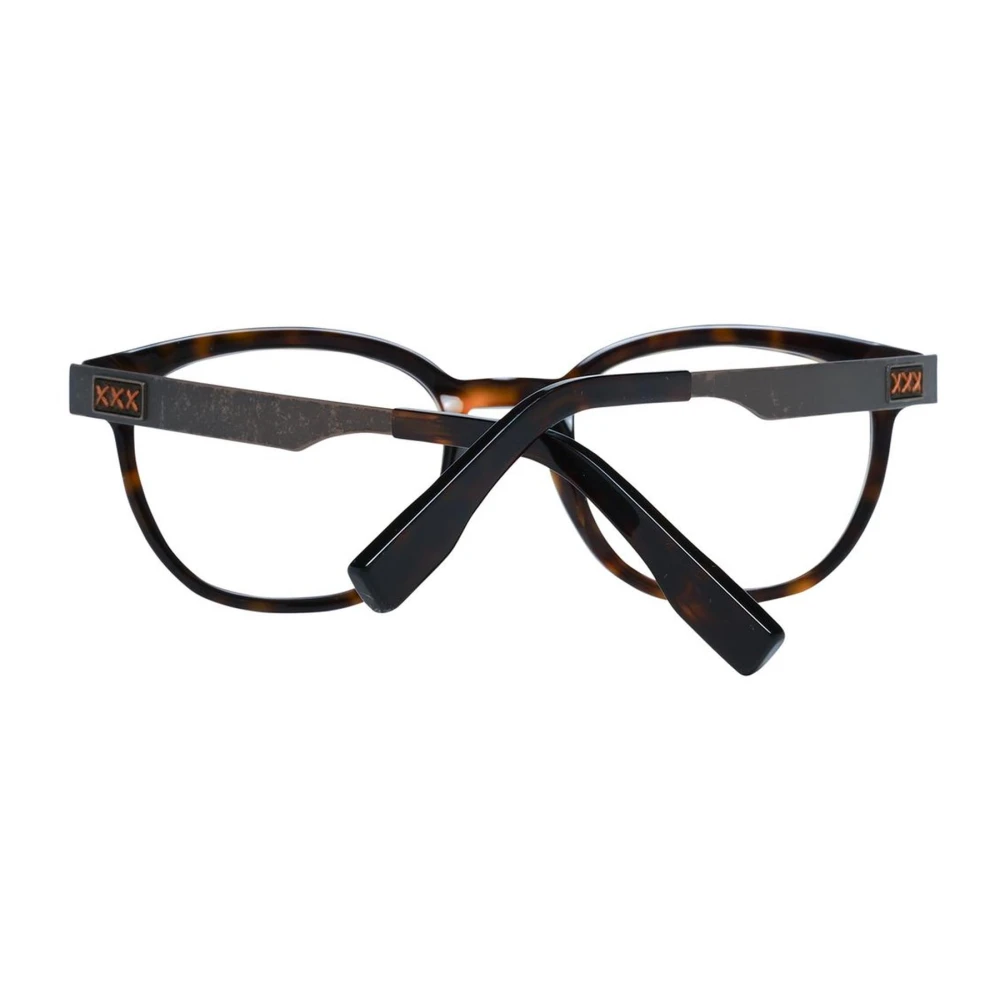 Ermenegildo Zegna Bruine Ronde Plastic Optische Frames Brown Heren