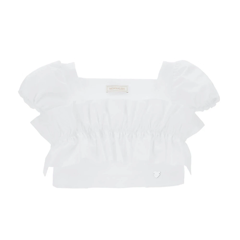 Monnalisa Girls White Cotton Top - Kids Blouses - 3 Y - Kids