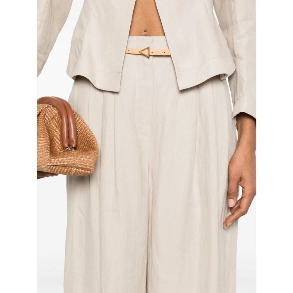 Giorgio Armani Beige Broek met Plooien Beige Dames