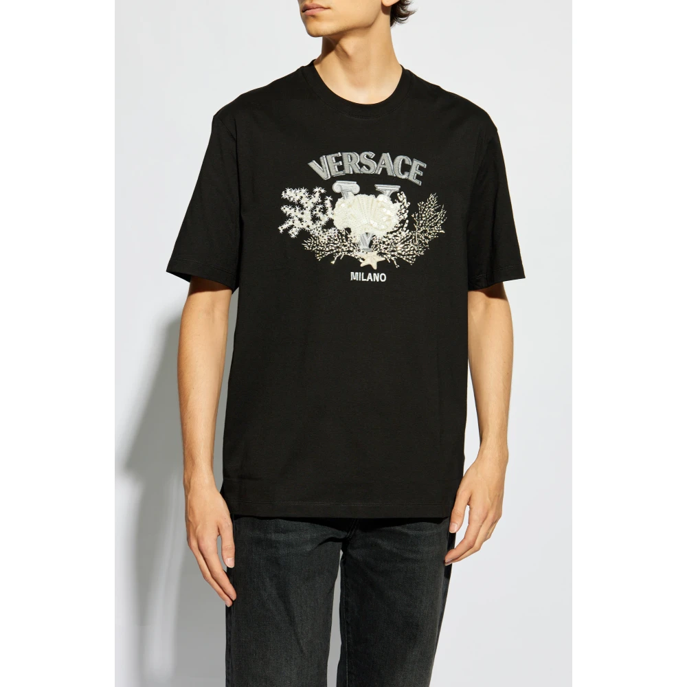 Versace T-shirt met logo Black Heren