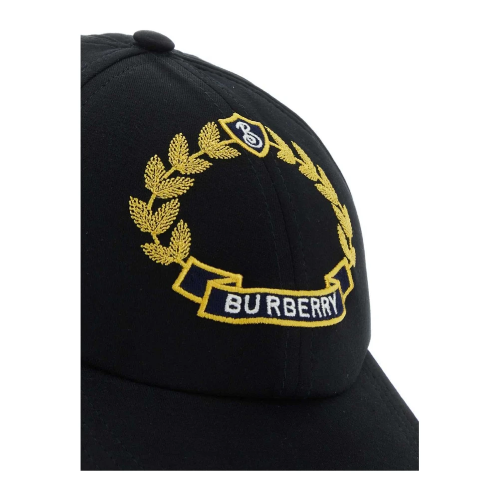 Burberry Eikenblad Crest Logo Baseball Cap Black Heren