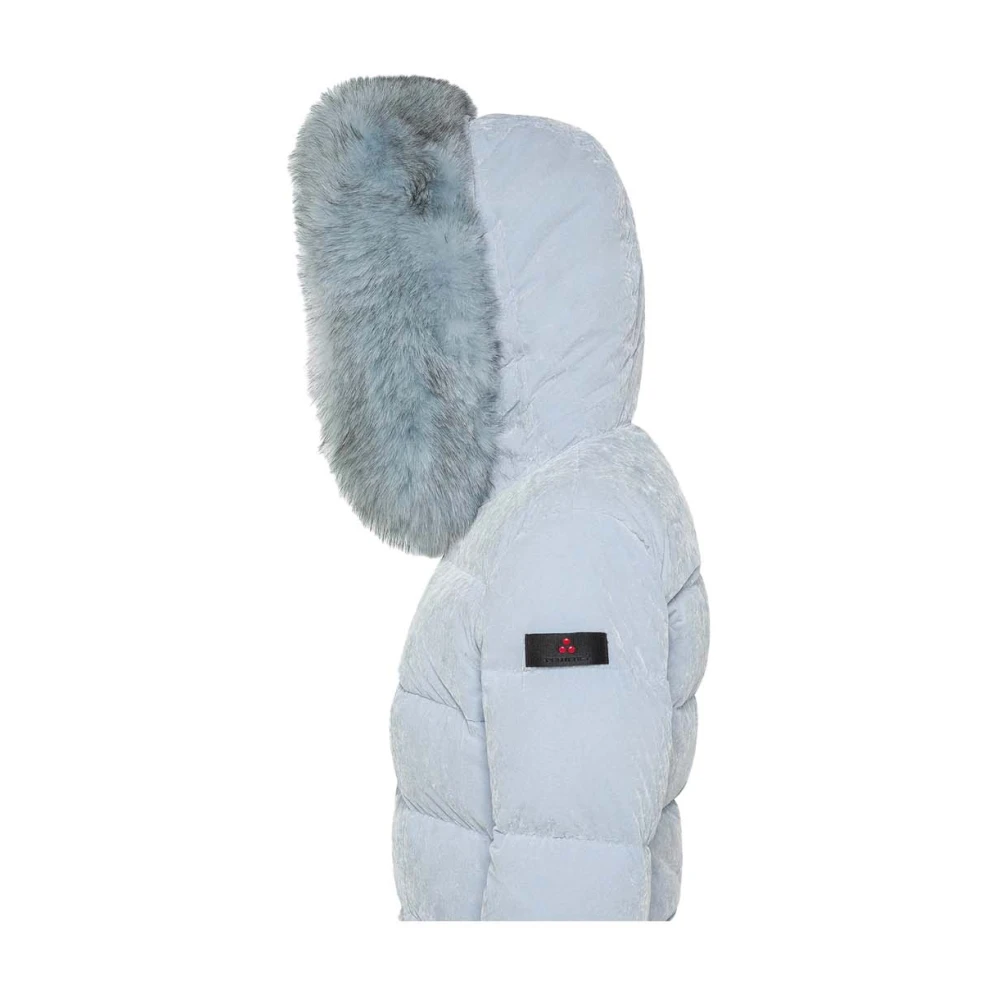 Peuterey Gewatteerde Nylon Parka met Bont Blue Dames