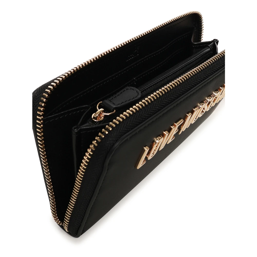 Love Moschino Zwarte Portemonnee met Gouden Logo Black Dames