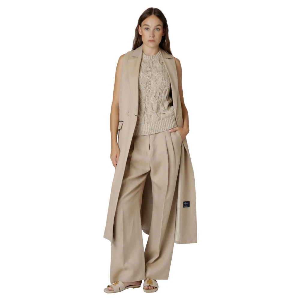 Eleventy Mouwloos Linnen Vest Beige Dames