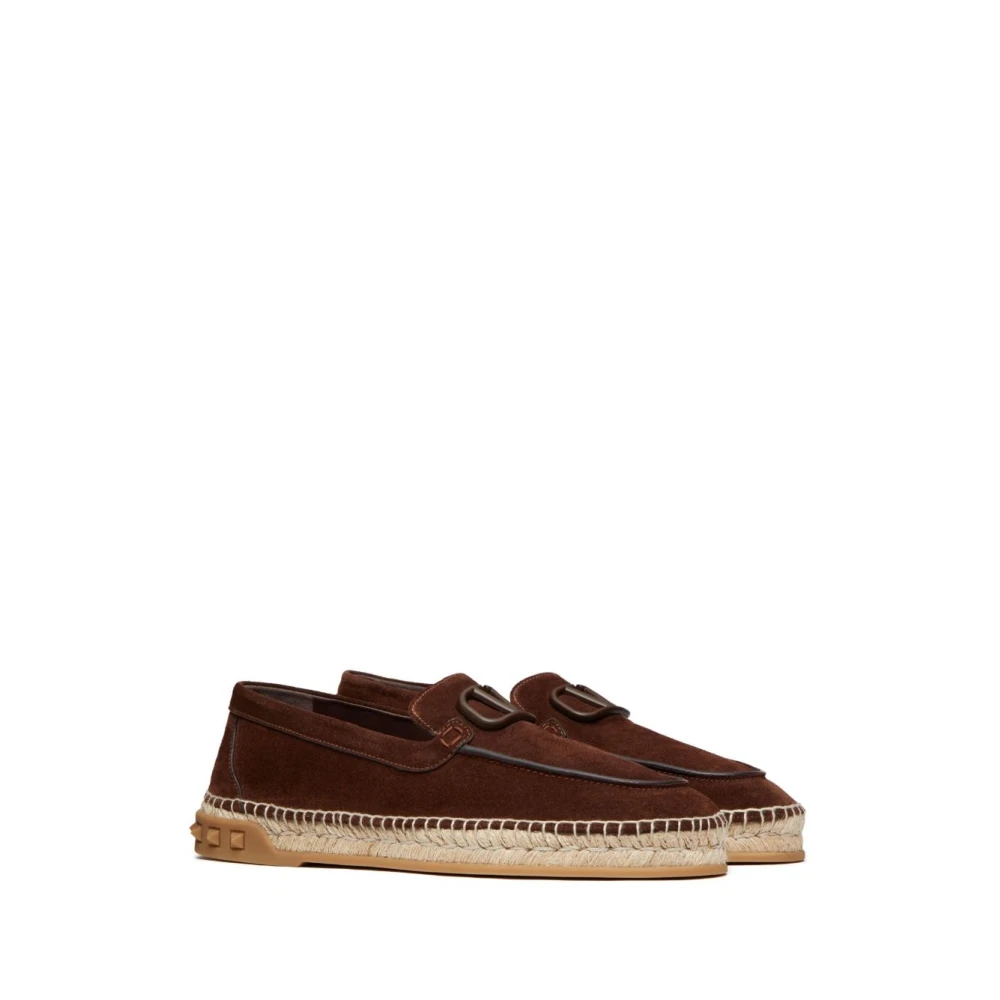 Valentino Garavani Bruine Suède Espadrilles met VLogo Signature Brown Heren