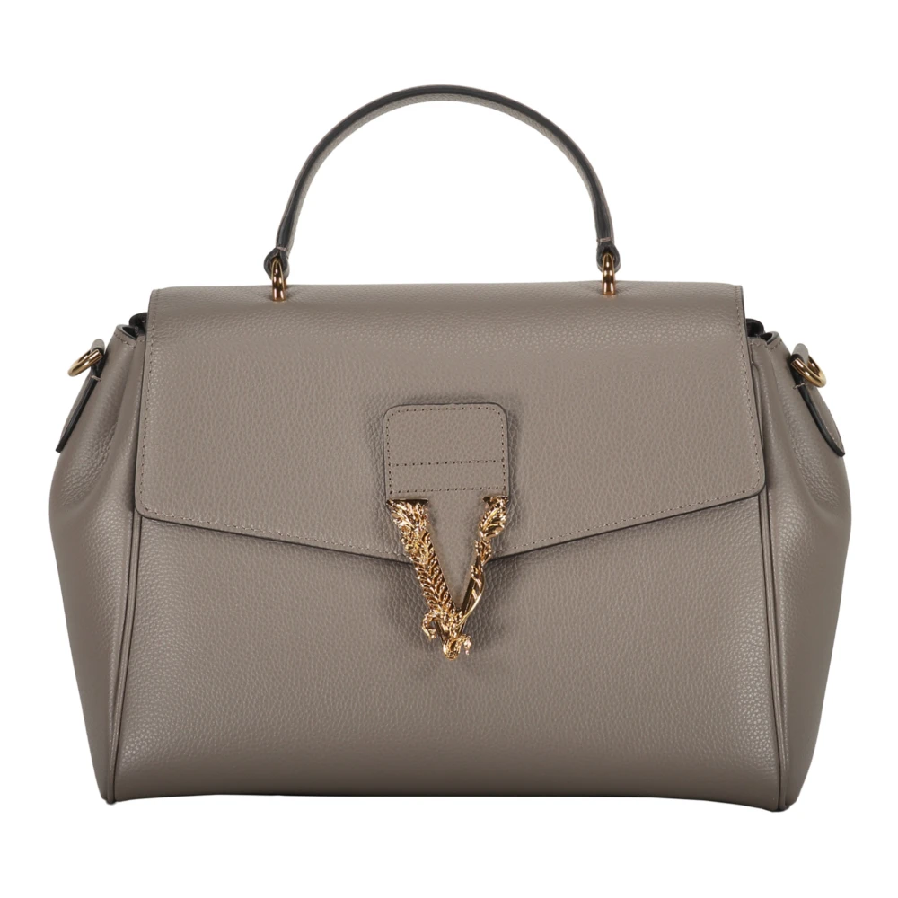 Versace Crossbody Tas van Kalfsleer met Klep Sluiting Gray Dames