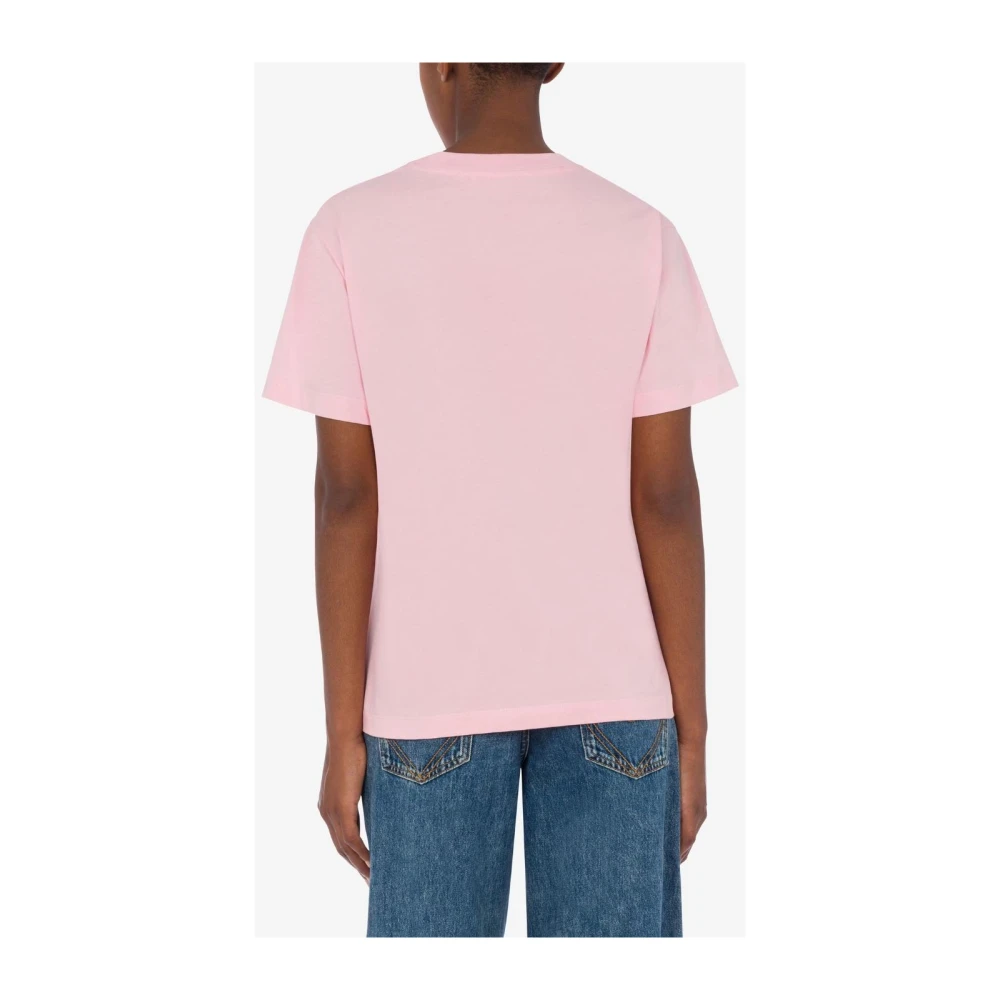 Moschino Roze Bedrukt T-shirt met Korte Mouwen Pink Dames