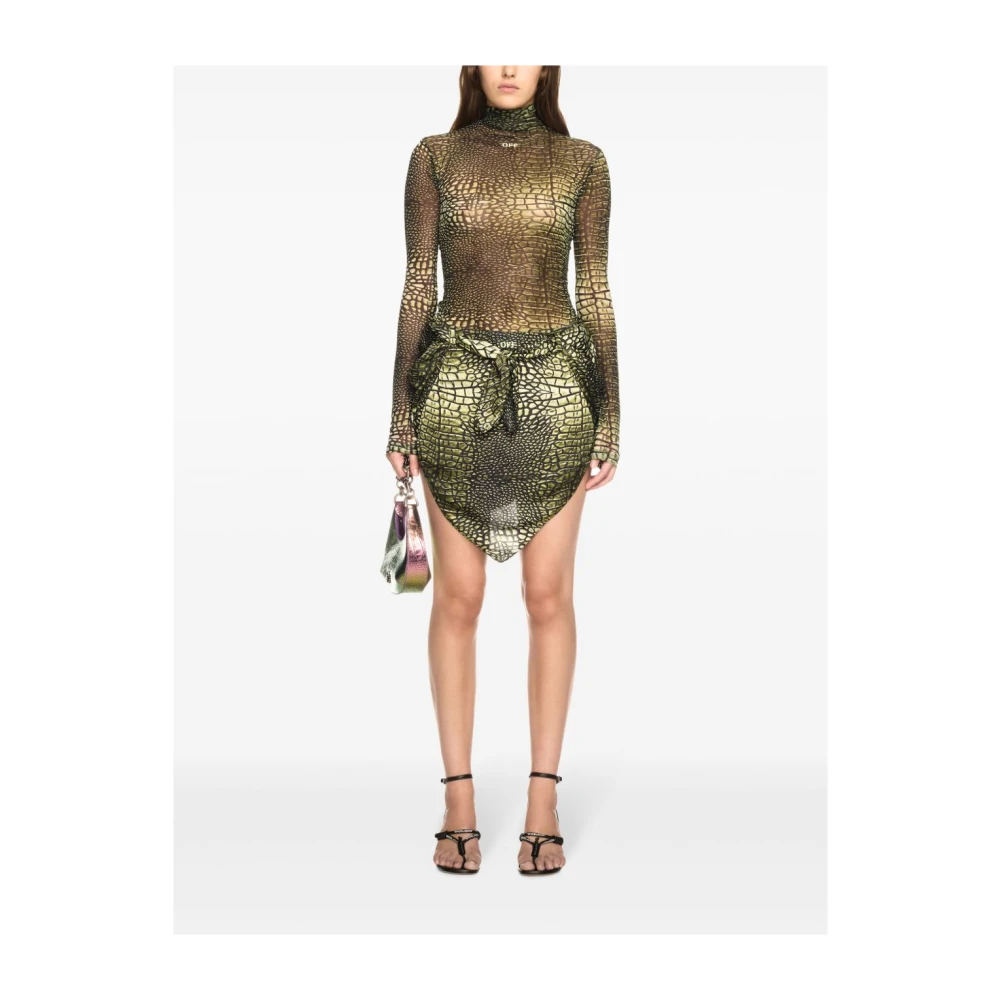 Off White Groene Krokodil-Effect Sweater Green Dames
