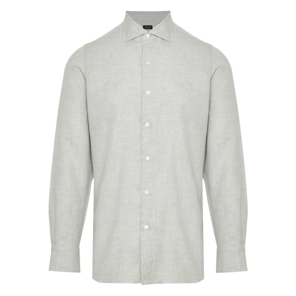 Finamore Luxe Katoen Kasjmier Shirt Made in Italy Gray Heren