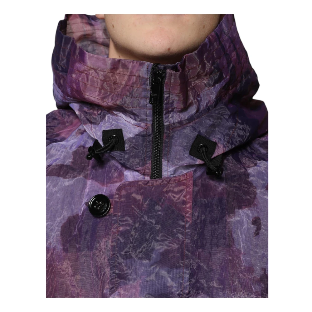 Dolce & Gabbana Paarse Camo Hooded Blouson Jas Purple Heren