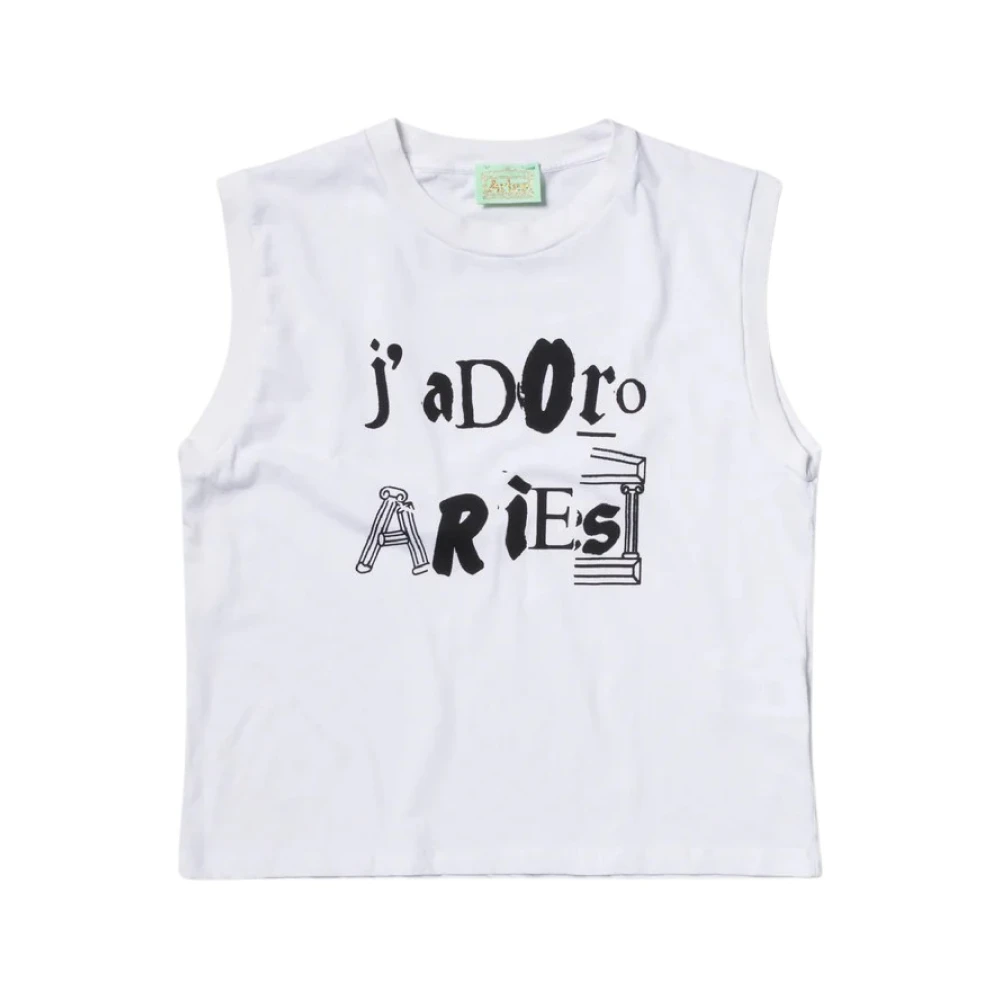 Aries Grafische Print Mouwloos Katoenen T-shirt White Dames
