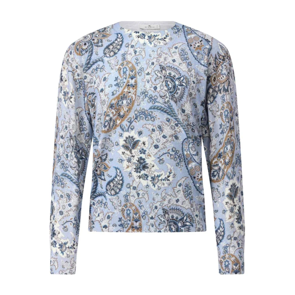 ETRO Gebreide Trui met Paisley Patroon Blue Heren