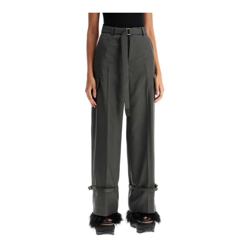 Sacai Cargo Wool Blend Broek Gray Dames