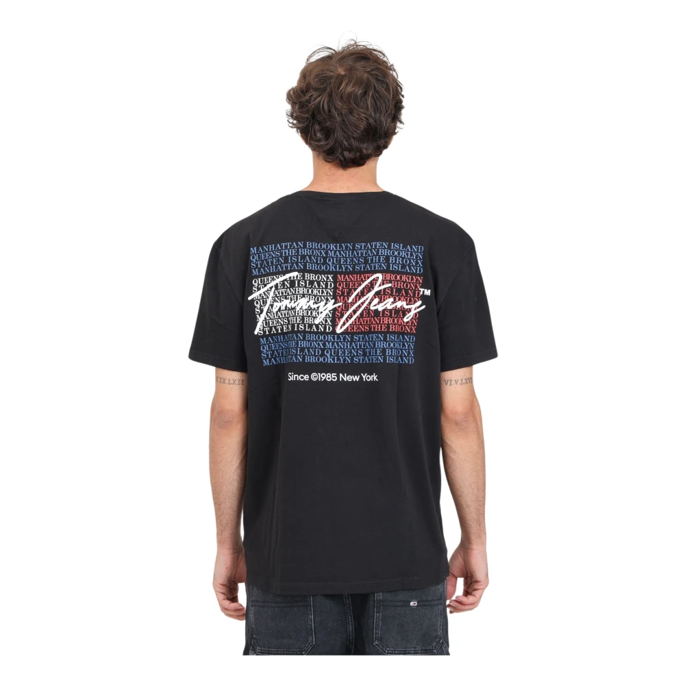 Tommy Jeans Zwarte korte mouw grafische T-shirt Black Heren