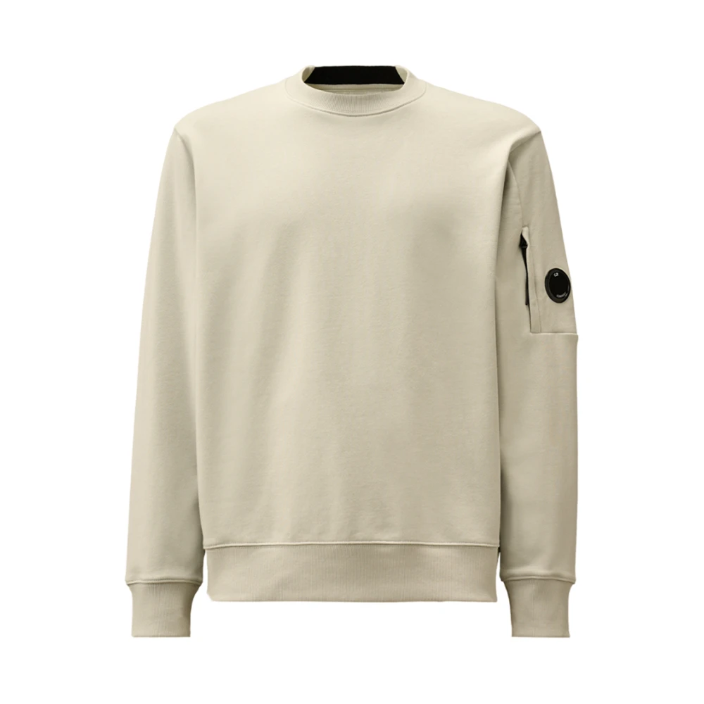 C.p. Company Men's Beige Sweatshirts, 2XL, Diagonal Raised Fleece Crewneck Sweatshirt