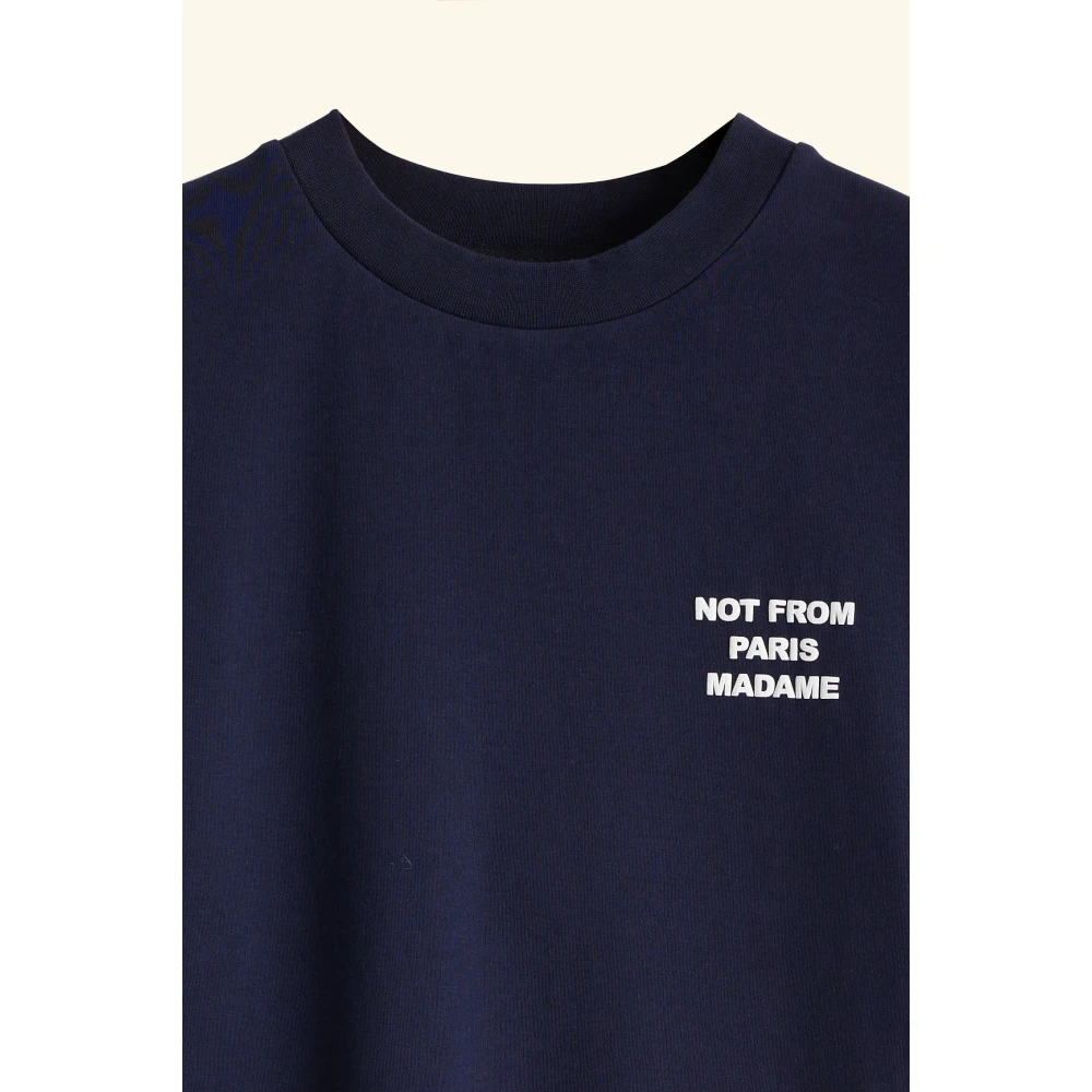 Drole de Monsieur Navy Slogan Print T-shirt Blue Heren