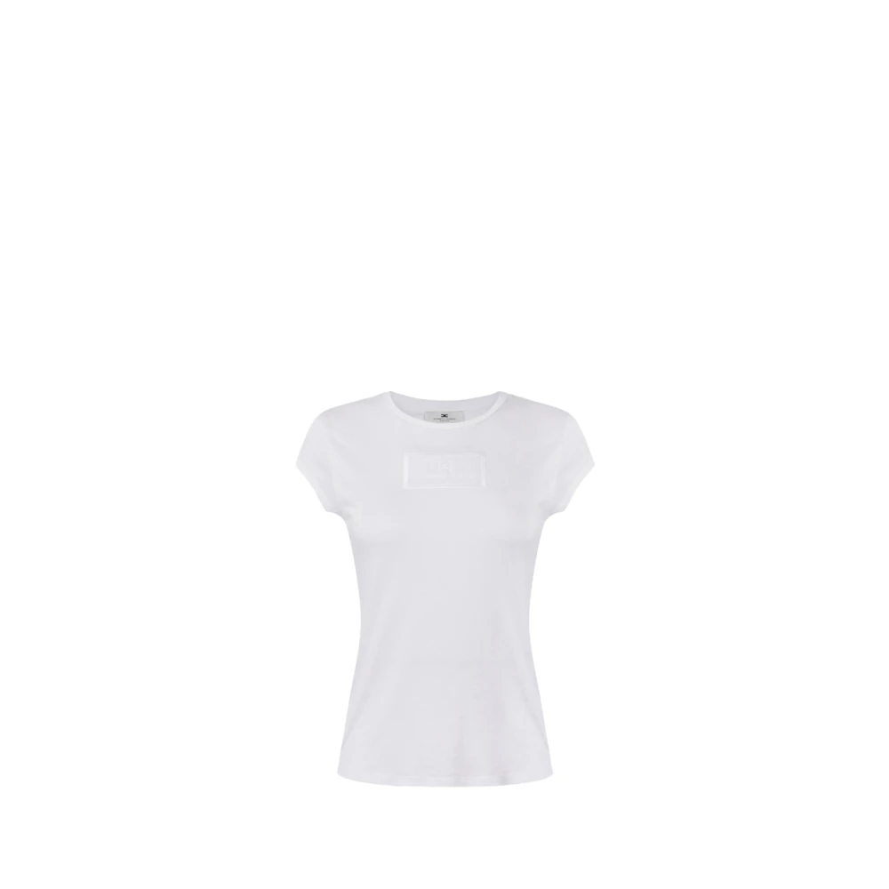 Elisabetta Franchi Witte Katoenen T-shirt met Kimono Mouwen White Dames