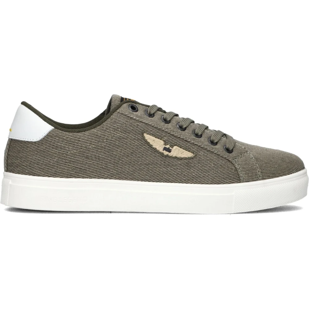 PME Legend Groene canvas sneakers met suède panelen Heren Schoenen