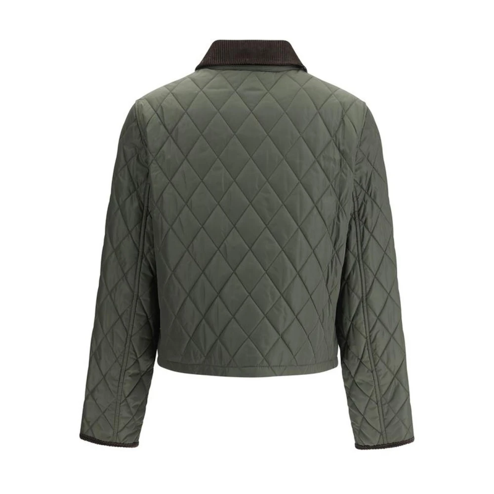 Burberry Gewatteerde jas met corduroy kraag Green Dames