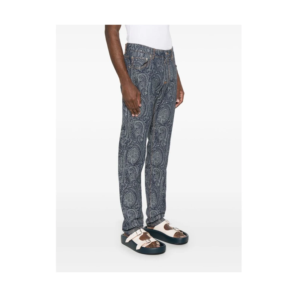 ETRO Blauwe Klassieke Five-Pocket Jeans Blue Heren