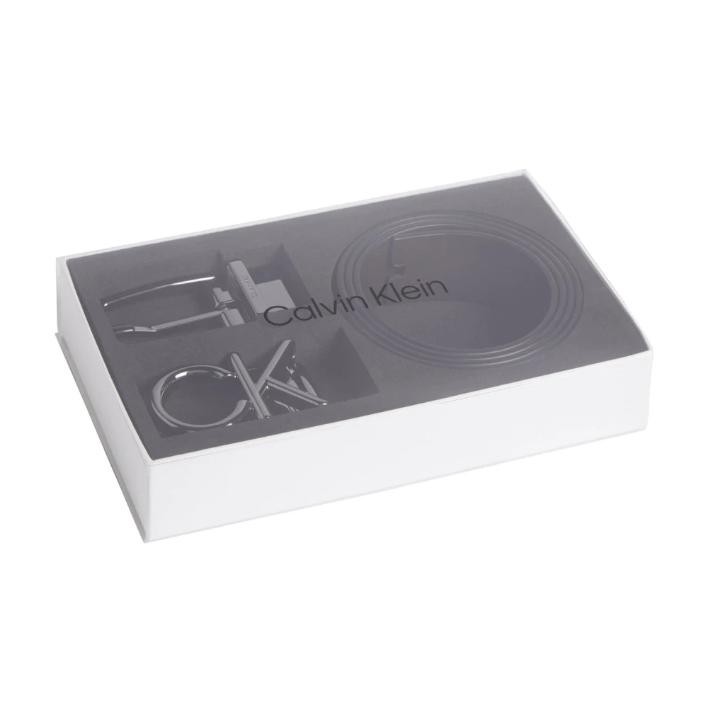 Calvin Klein Zwart Riemset met 2 Gespen Black Heren