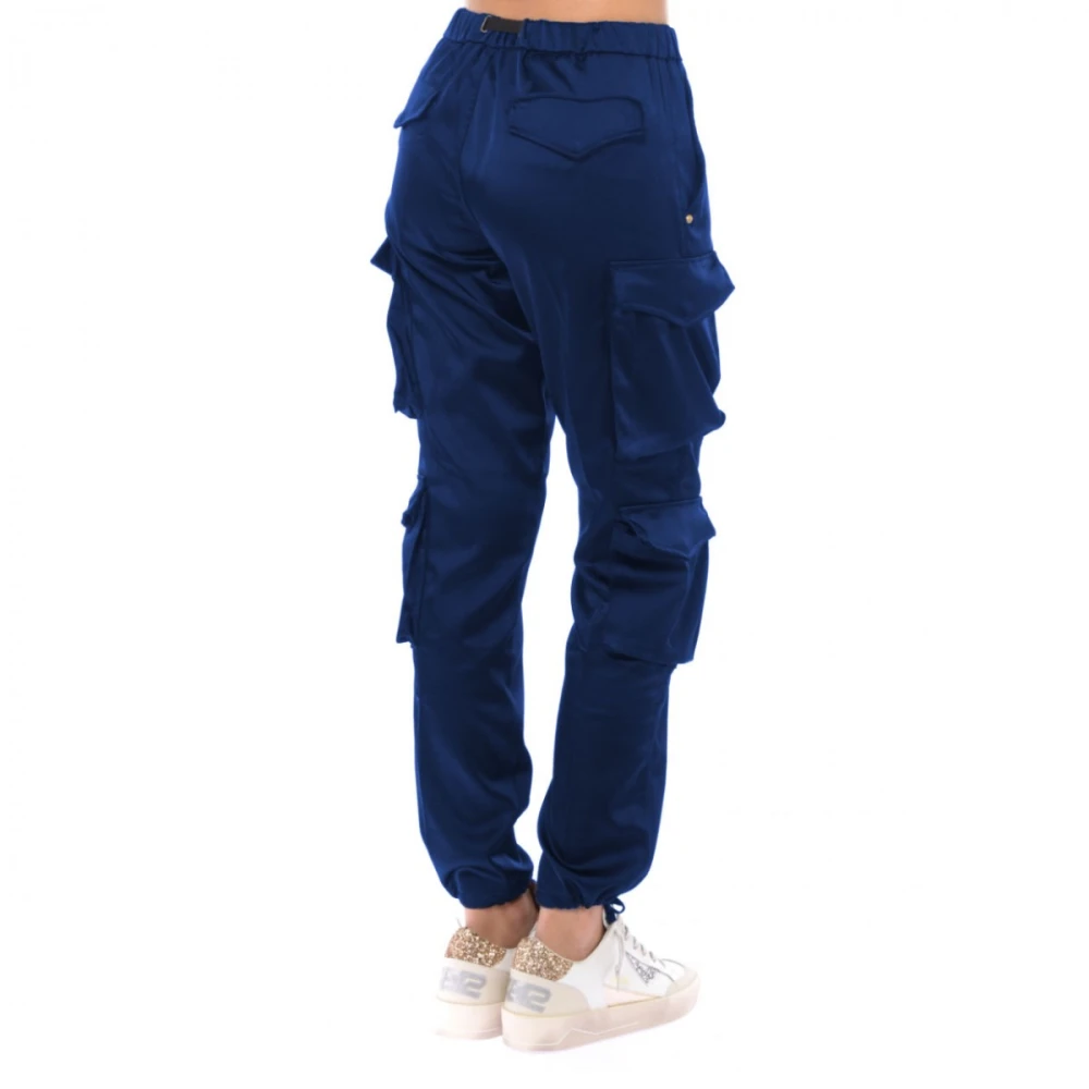 White Sand Cargo Broek van Satijn Blue Dames