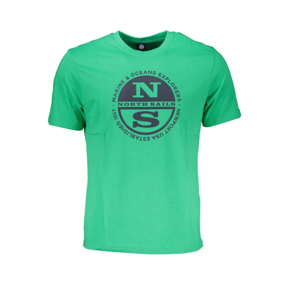 North Sails Men's Green Cotton T-Shirt With Print Logo Medium