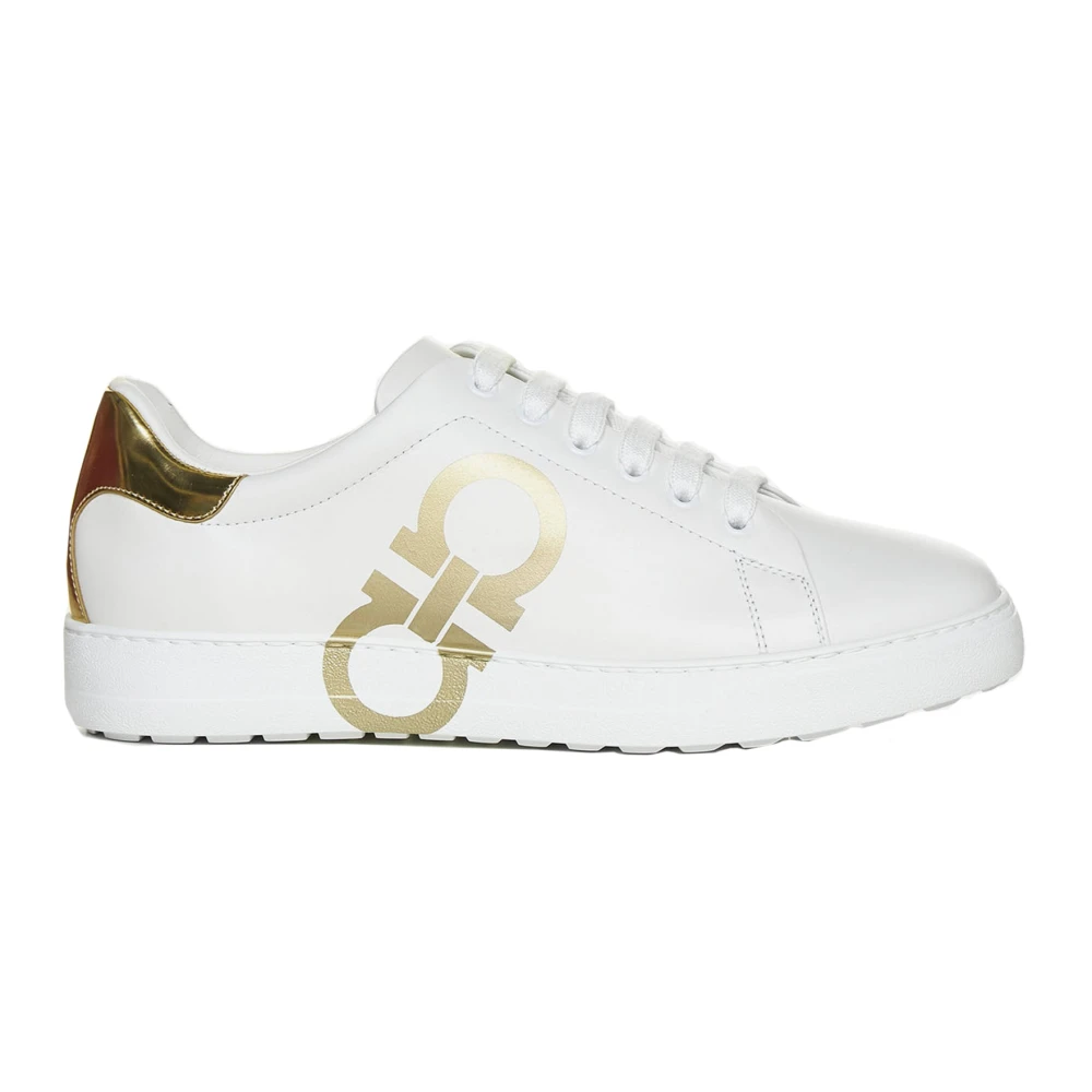 Salvatore Ferragamo Witte Leren Sneakers voor Dames White Dames