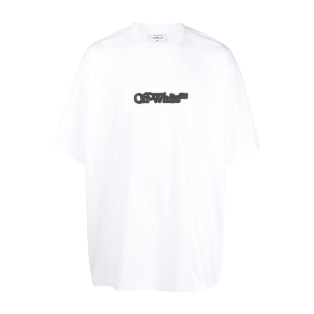 Off White Logo-Print Katoenen T-Shirt White Heren