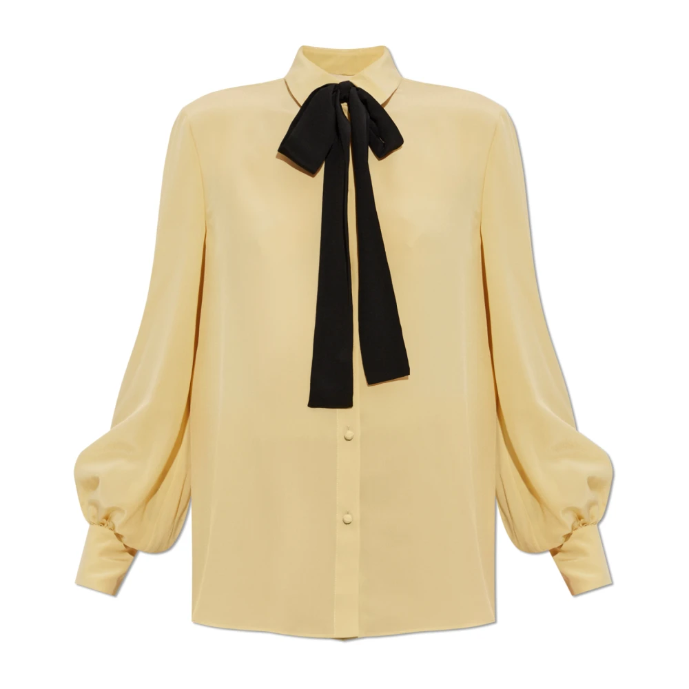 Valentino Garavani Yellow Silk Shirt With A Scarf - Female - Shirts - S - Blouses & Shirts