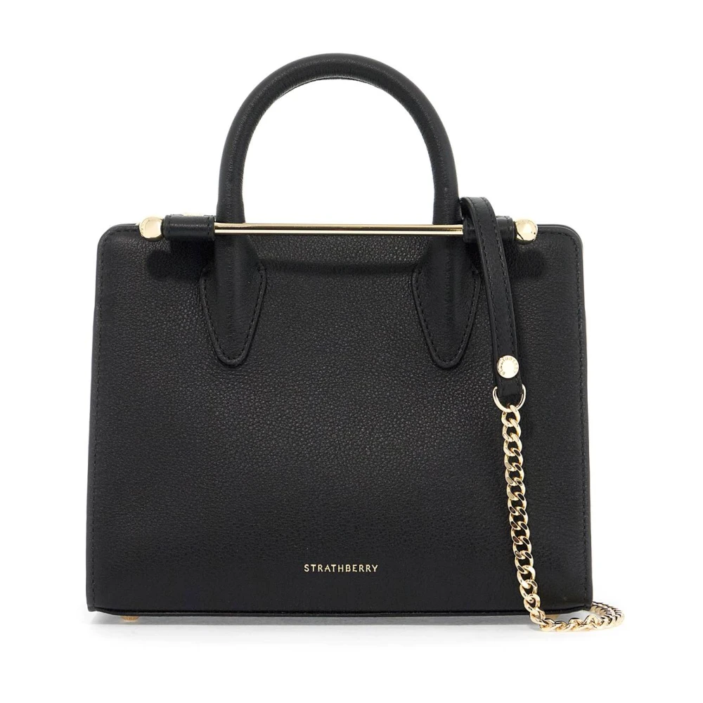 Strathberry Nano Tote Tas met Metalen Staaf Black Dames
