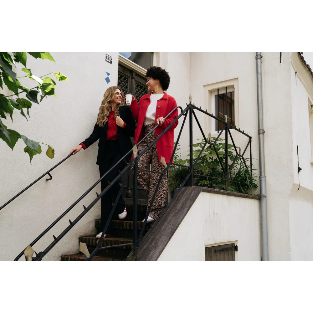&Co Woman Bloes met lange mouwen en ruches Red Dames