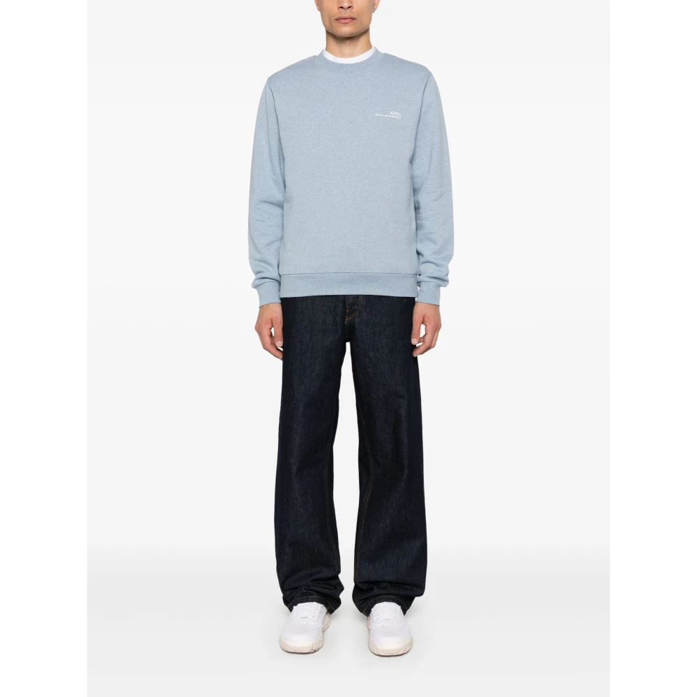 A.p.c. Rue Madame Logo Print Sweatshirt Blue Dames