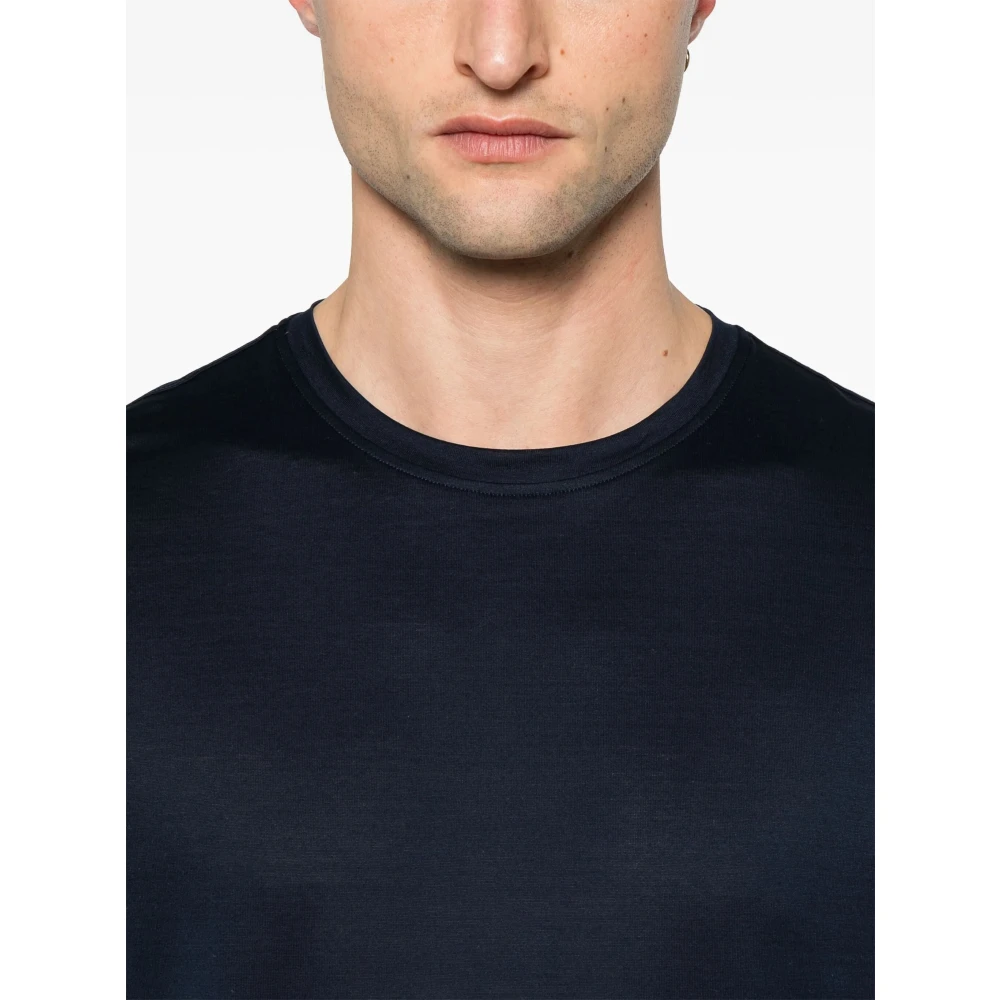Corneliani Geborduurd katoenen T-shirt gemaakt in Italië Blue Heren