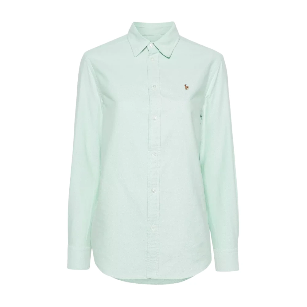 Ralph Lauren Bomull Oxford skjorta med logotyp Green, Dam