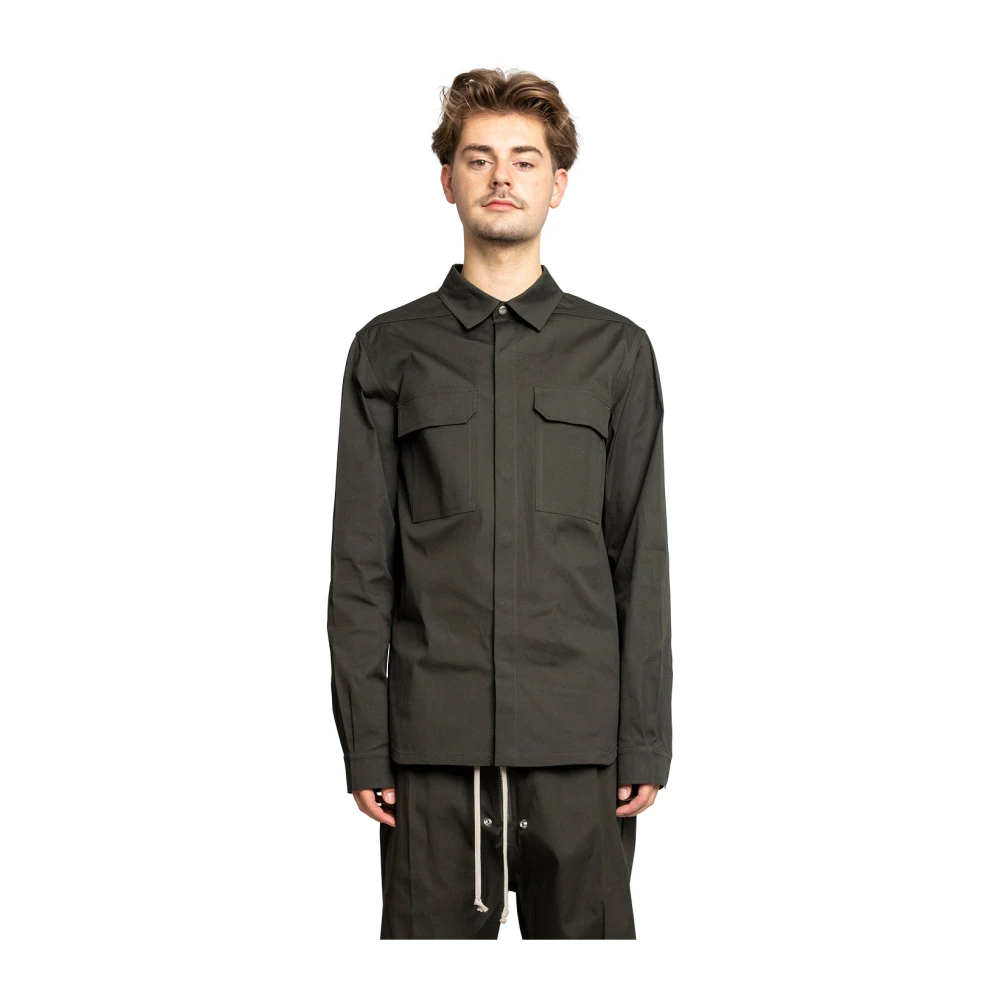 Rick Owens Bos Outershirt Jas Shirt Hybride Brown Heren